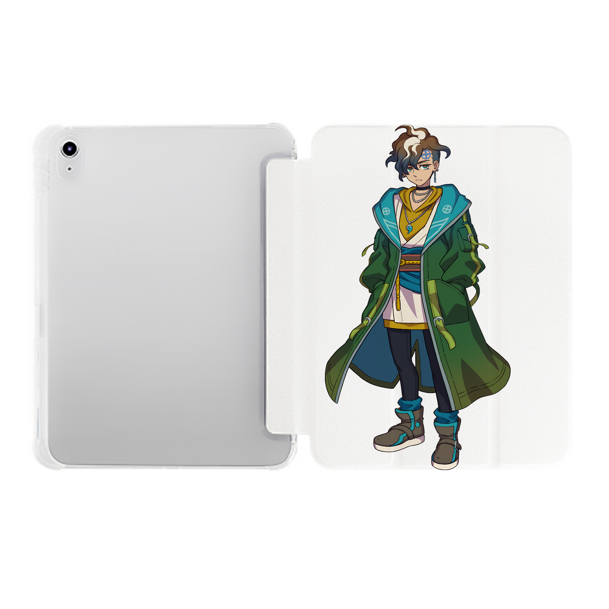（画像用） 妖怪ウォッチ Yo-kai Watch IPad ケース ペン収納付き 三つ折りスタンド PUレザー×シリコン 対応機種9.5/10.5/10.9インチ
